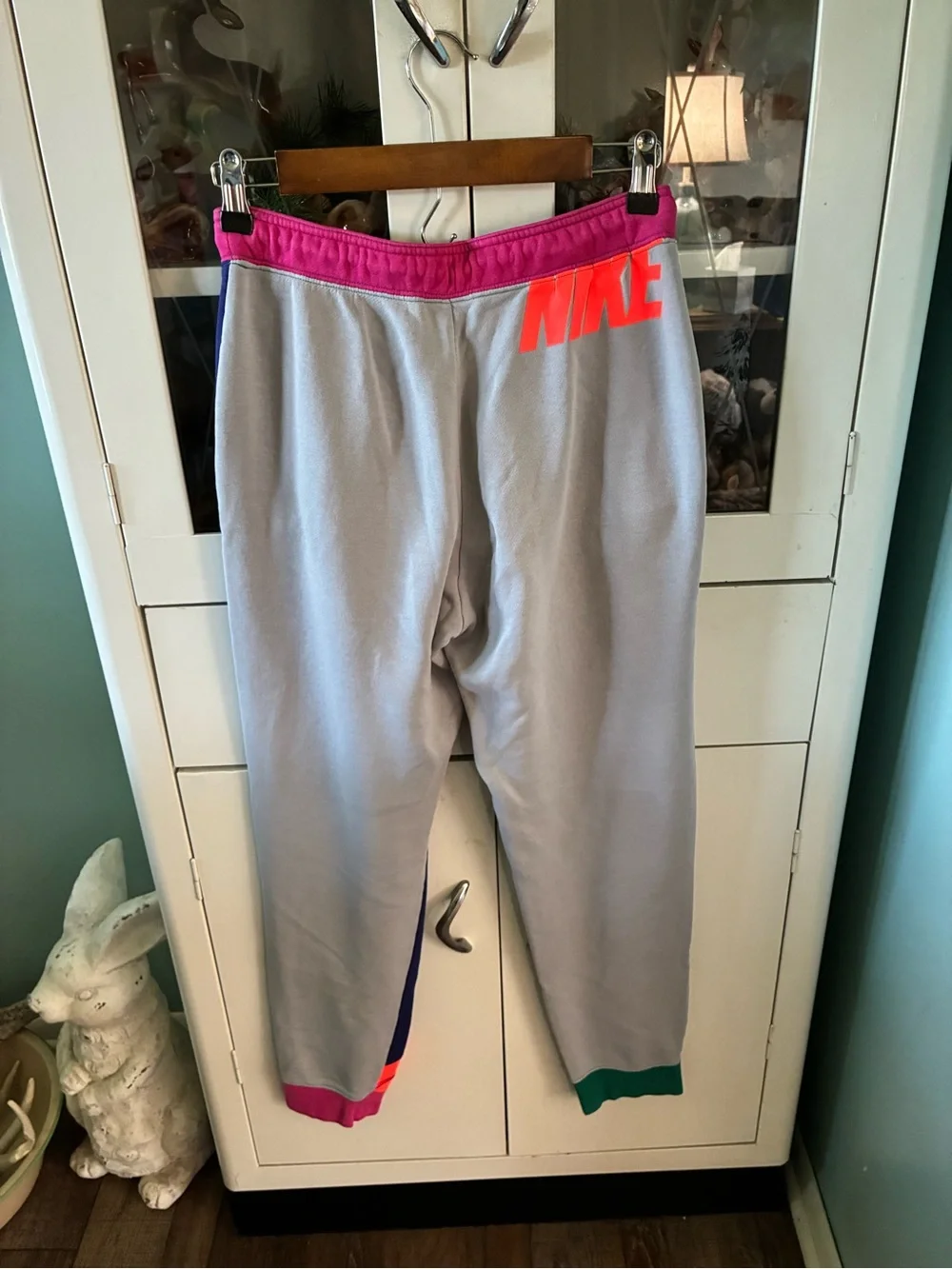 Nike Colorblock sz S Sweatpants in White, Purple, Pink & Green euc